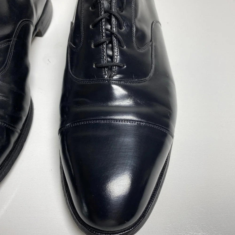Johnston & Murphy Men's 13D  USA Made Goodyear Welt Black Cap Toe Dress Shoes